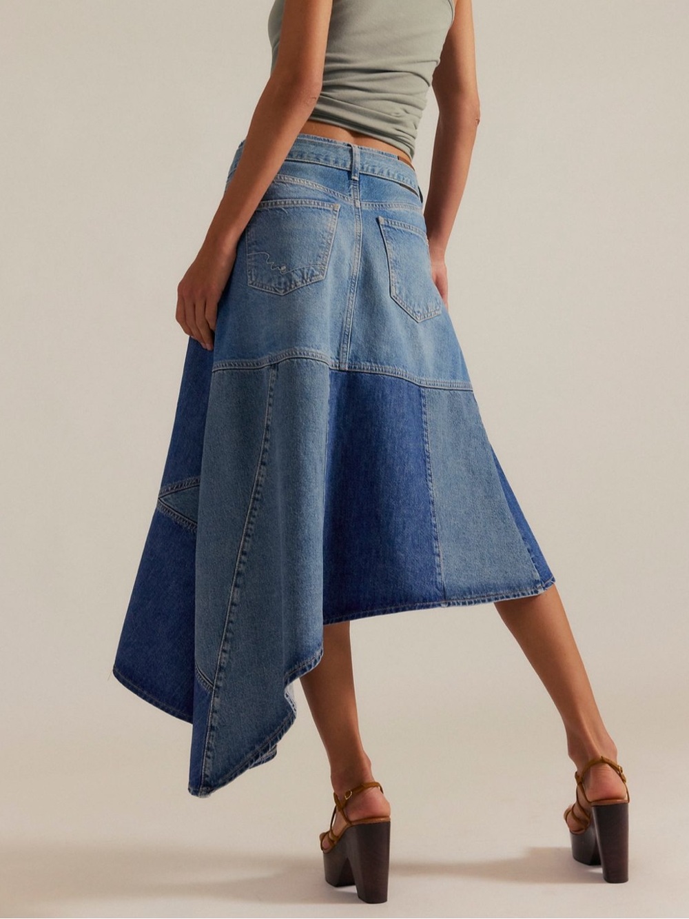 NWT We The Free Piece of Work Denim Midi Skirt - Picture 2 of 6